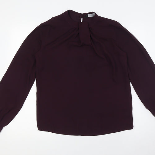 Dorothy Perkins Womens Purple Polyester Basic Button-Up Size 8 Mock Neck