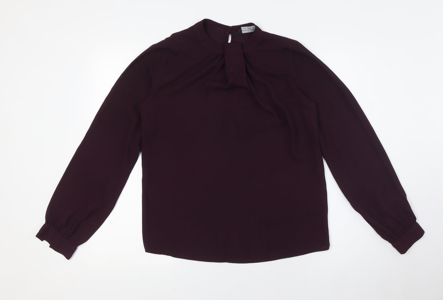 Dorothy Perkins Womens Purple Polyester Basic Button-Up Size 8 Mock Neck