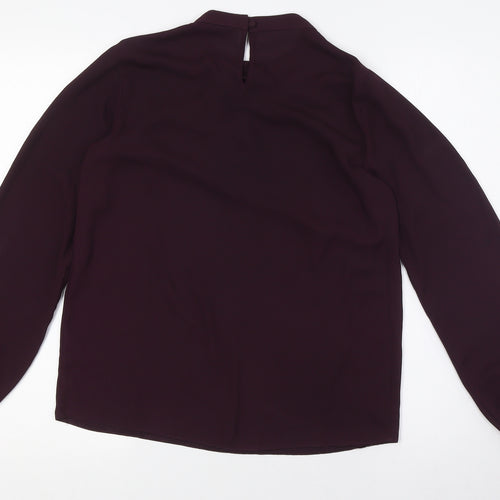 Dorothy Perkins Womens Purple Polyester Basic Button-Up Size 8 Mock Neck