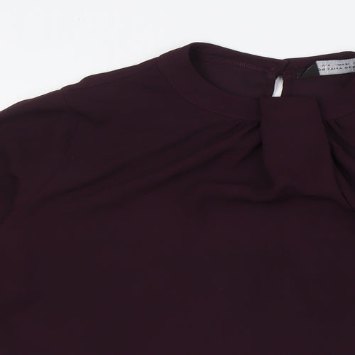 Dorothy Perkins Womens Purple Polyester Basic Button-Up Size 8 Mock Neck