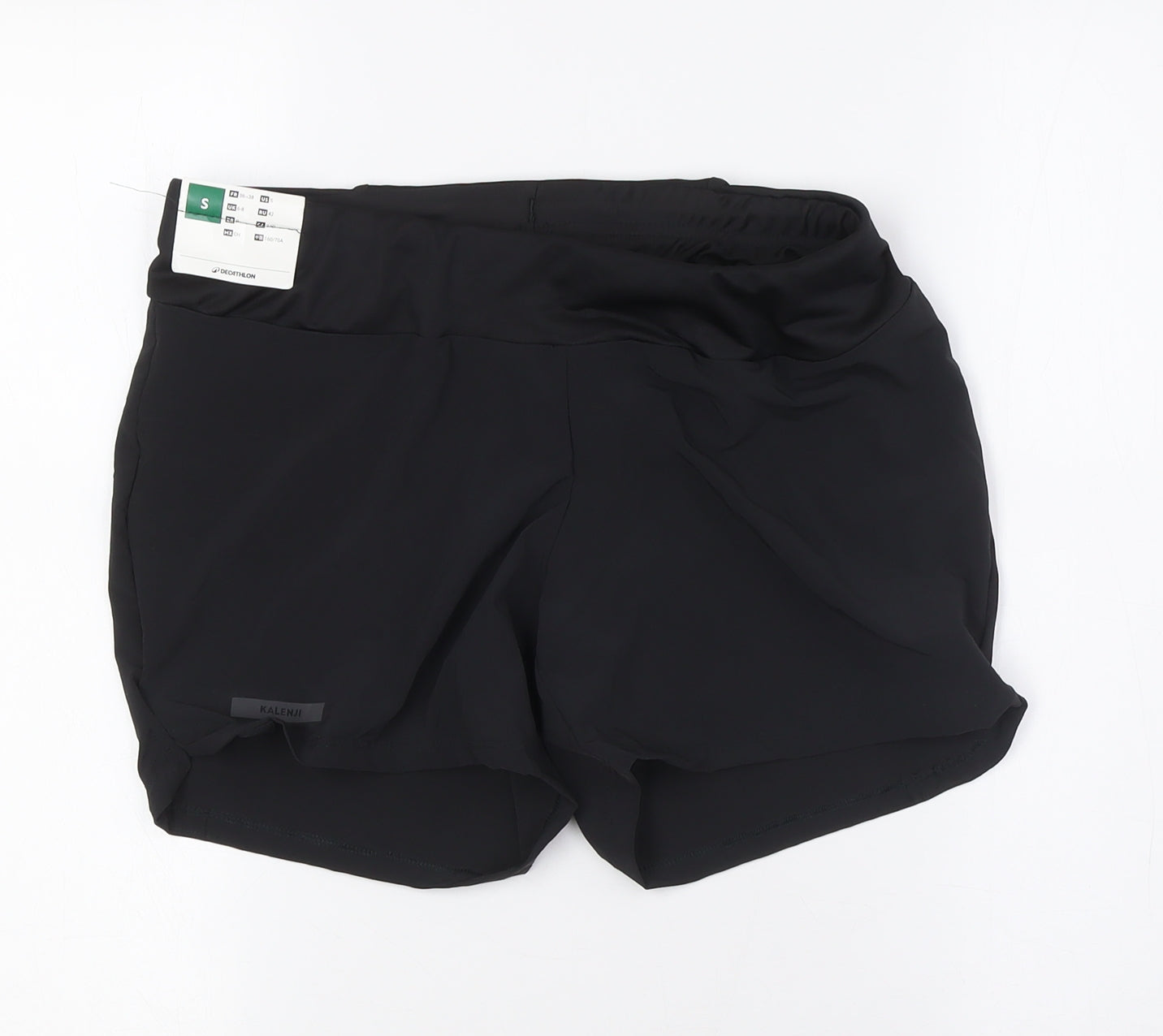 DECATHLON Womens Black Polyester Basic Shorts Size S Regular Tie - Zip pocket
