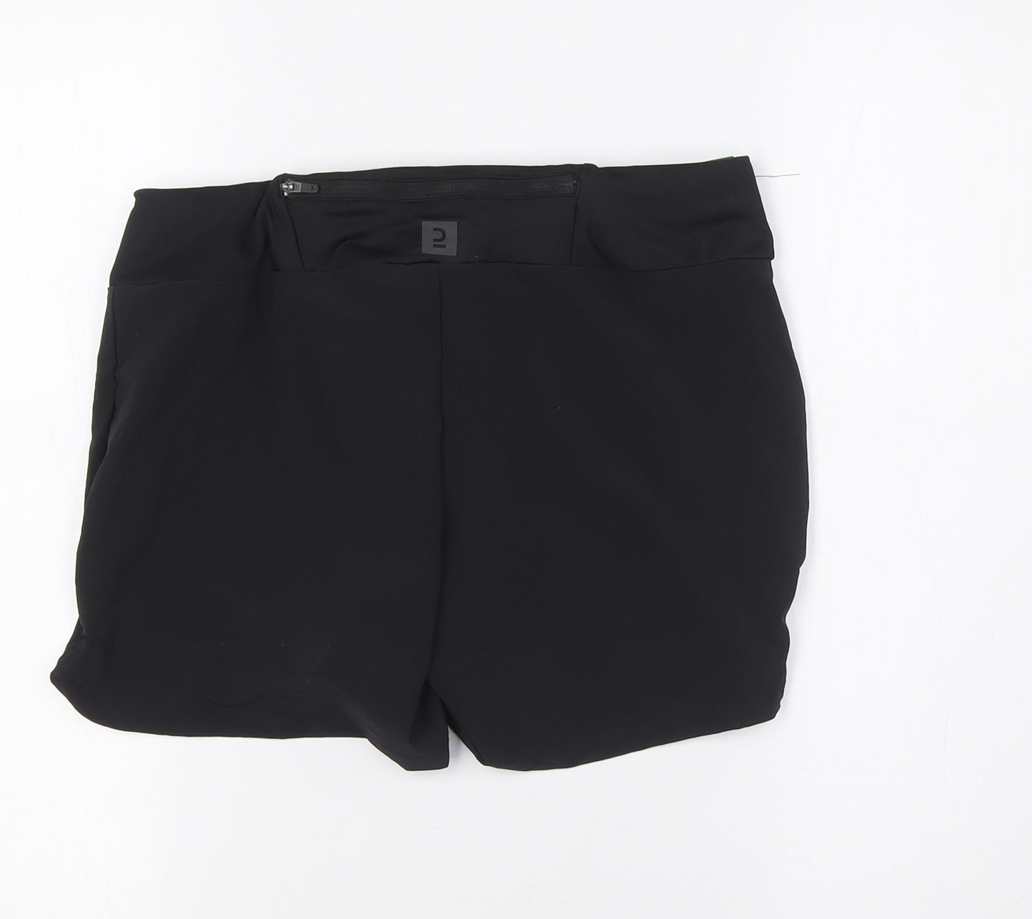 DECATHLON Womens Black Polyester Basic Shorts Size S Regular Tie - Zip pocket