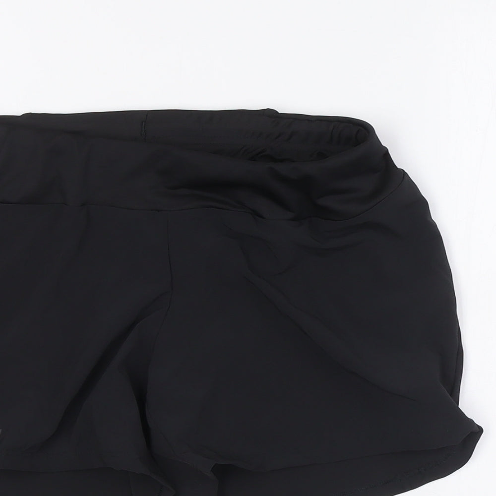 DECATHLON Womens Black Polyester Basic Shorts Size S Regular Tie - Zip pocket