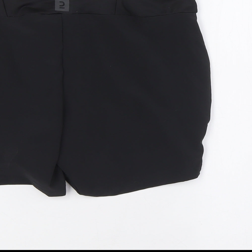 DECATHLON Womens Black Polyester Basic Shorts Size S Regular Tie - Zip pocket