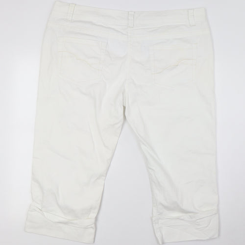 George Womens White Cotton Cropped Jeans Size 20 L21 in Regular Zip - Turn Ups