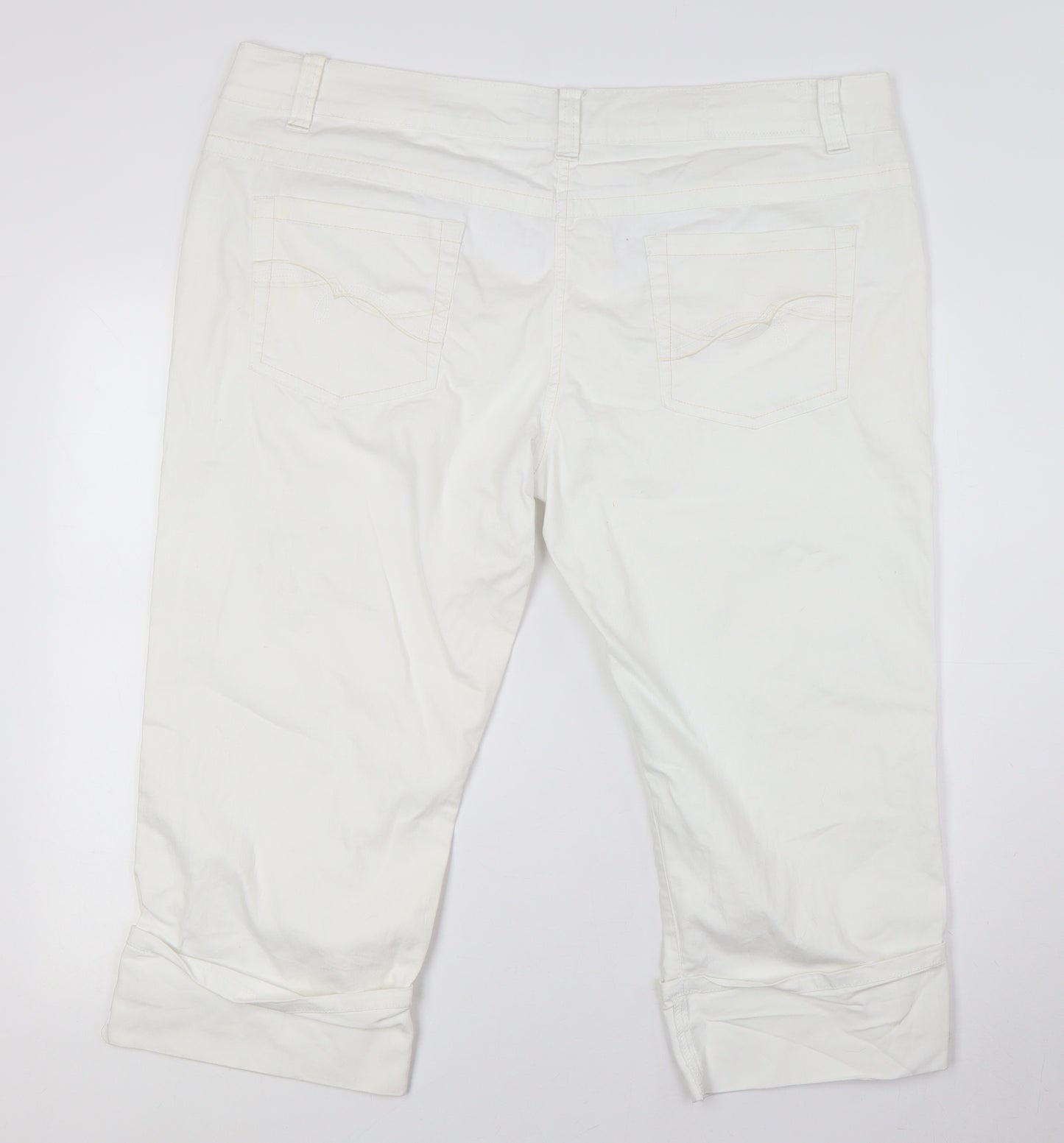 George Womens White Cotton Cropped Jeans Size 20 L21 in Regular Zip - Turn Ups