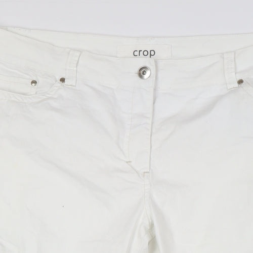 George Womens White Cotton Cropped Jeans Size 20 L21 in Regular Zip - Turn Ups