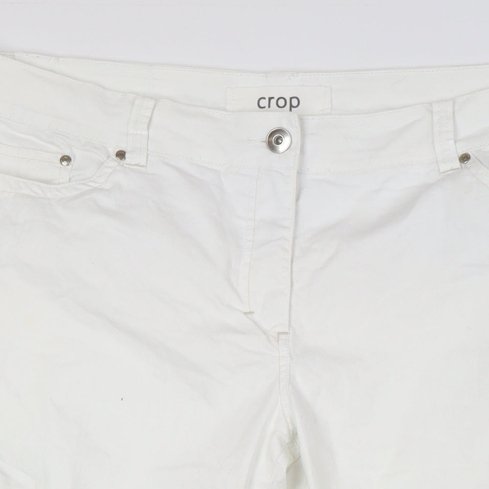 George Womens White Cotton Cropped Jeans Size 20 L21 in Regular Zip - Turn Ups