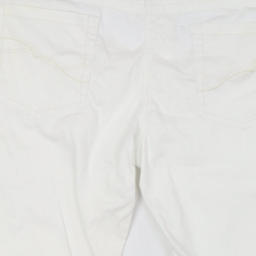 George Womens White Cotton Cropped Jeans Size 20 L21 in Regular Zip - Turn Ups
