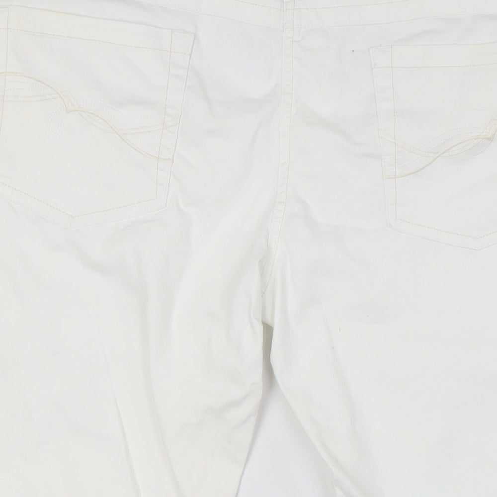 George Womens White Cotton Cropped Jeans Size 20 L21 in Regular Zip - Turn Ups