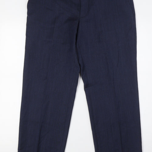 Marks and Spencer Mens Blue Polyester Trousers Size 34 in L29 in Regular Zip