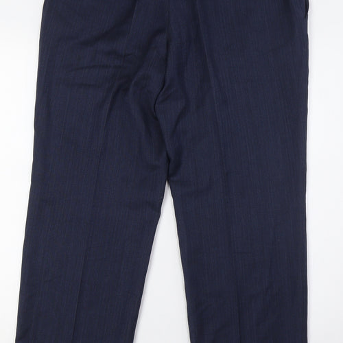 Marks and Spencer Mens Blue Polyester Trousers Size 34 in L29 in Regular Zip