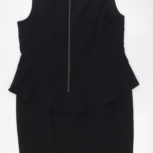 Very Womens Black Polyester A-Line Size 18 Round Neck Zip