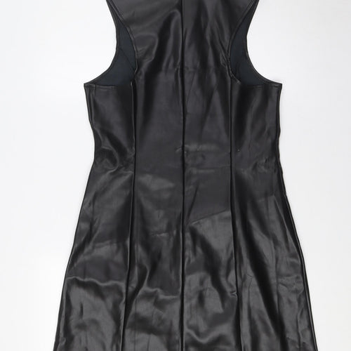 Missguided Womens Black Polyurethane A-Line Size 14 Mock Neck Zip