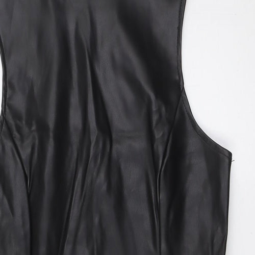 Missguided Womens Black Polyurethane A-Line Size 14 Mock Neck Zip