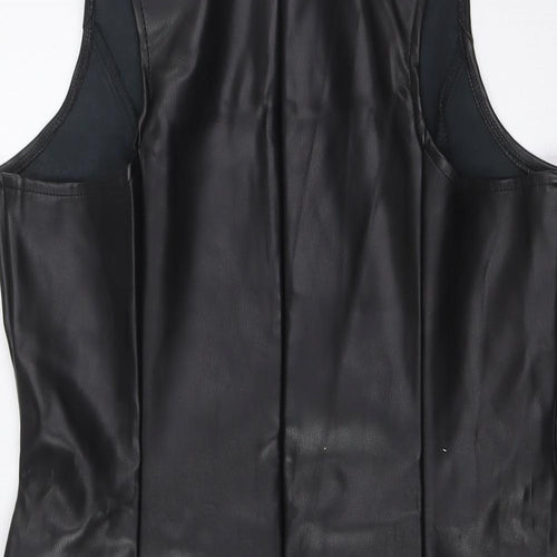 Missguided Womens Black Polyurethane A-Line Size 14 Mock Neck Zip