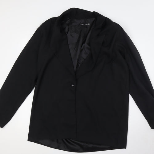 PRETTYLITTLETHING Womens Black Jacket Size 16 Button - Shoulder Pads