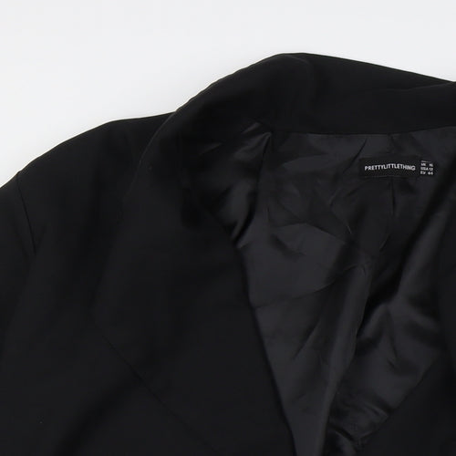 PRETTYLITTLETHING Womens Black Jacket Size 16 Button - Shoulder Pads