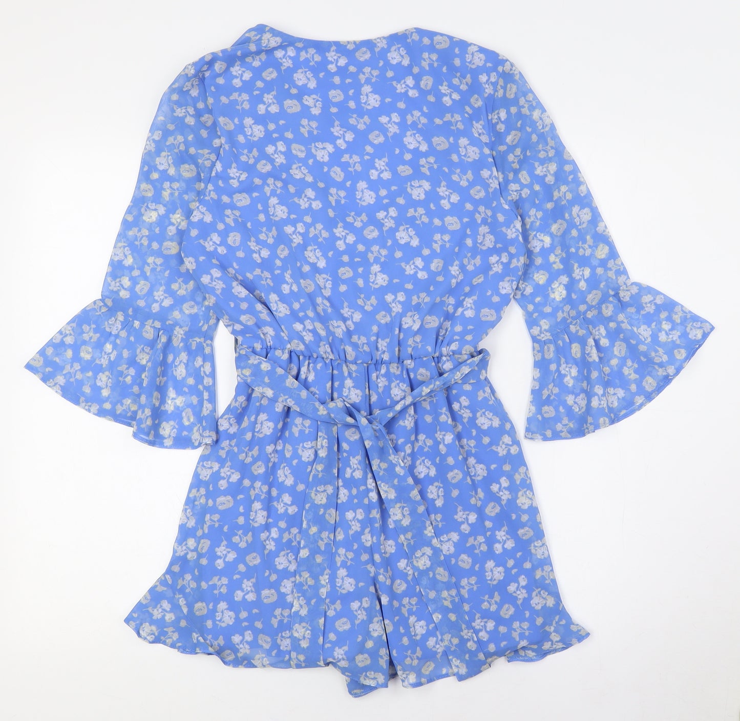 Miss Selfridge Womens Blue Flecked Polyester Playsuit One-Piece Size 8