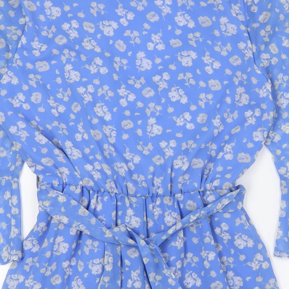 Miss Selfridge Womens Blue Flecked Polyester Playsuit One-Piece Size 8