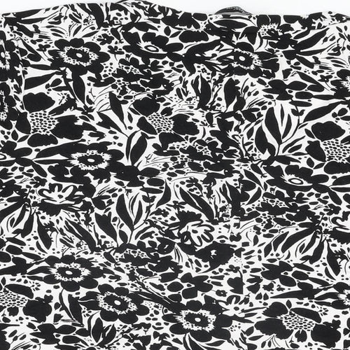 BM Collection Womens White Floral Viscose Basic T-Shirt Size 20 V-Neck