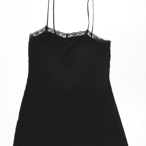 H&M Womens Black Polyester Mini Size 14 V-Neck Pullover