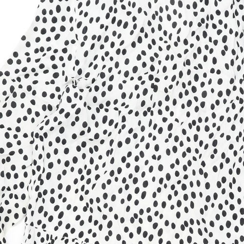 Zara Womens White Polka Dot Viscose A-Line Size XS Round Neck Button