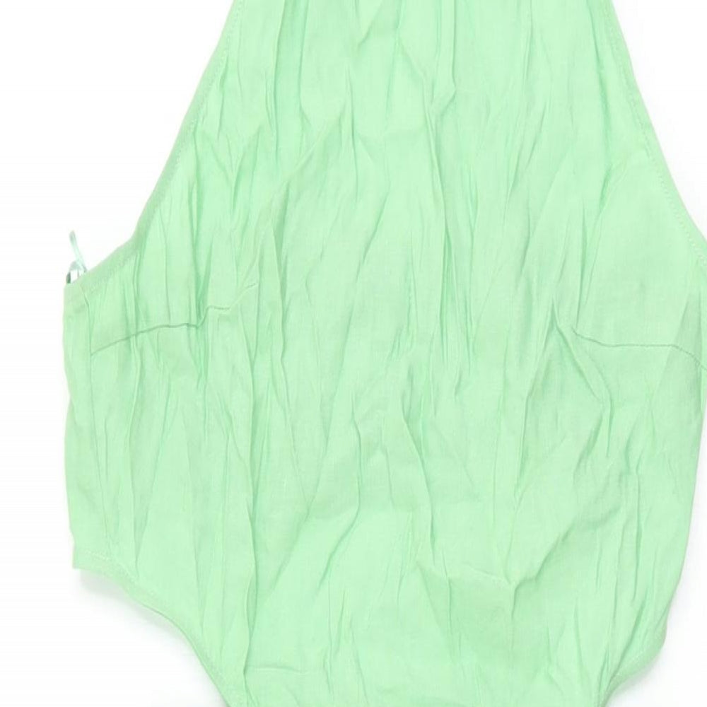 Zara Womens Green Viscose A-Line Size M Round Neck Tie