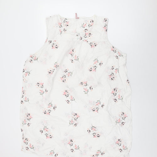 Fairy Dust Womens White Floral Cotton Top Dress Size 16