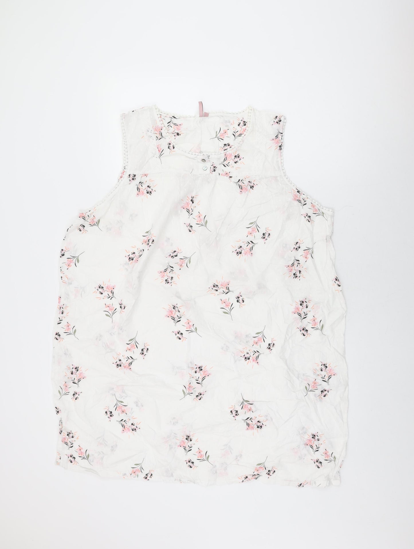 Fairy Dust Womens White Floral Cotton Top Dress Size 16