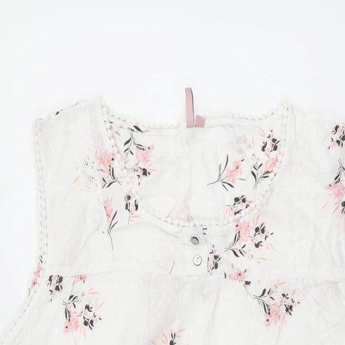 Fairy Dust Womens White Floral Cotton Top Dress Size 16
