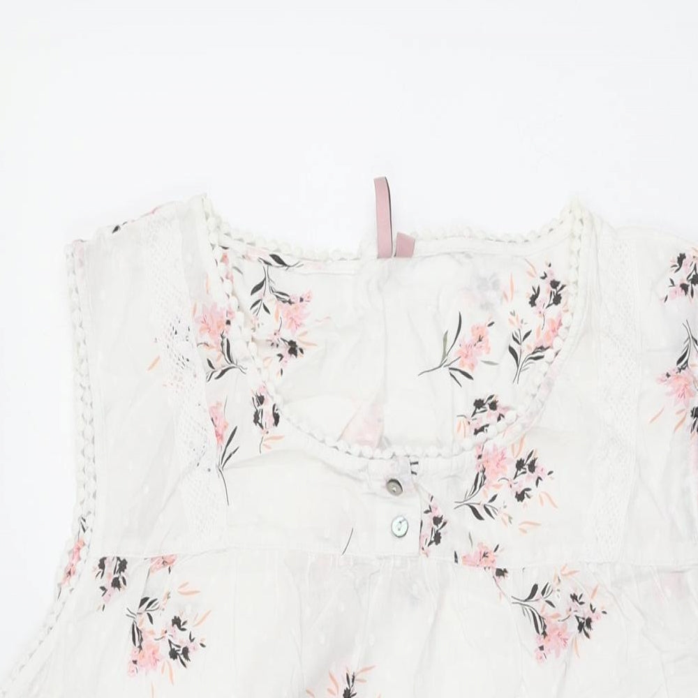 Fairy Dust Womens White Floral Cotton Top Dress Size 16