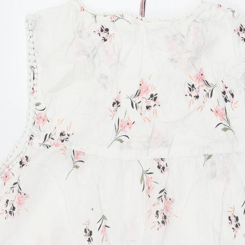 Fairy Dust Womens White Floral Cotton Top Dress Size 16