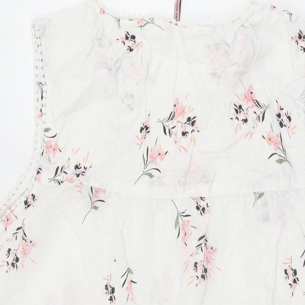Fairy Dust Womens White Floral Cotton Top Dress Size 16
