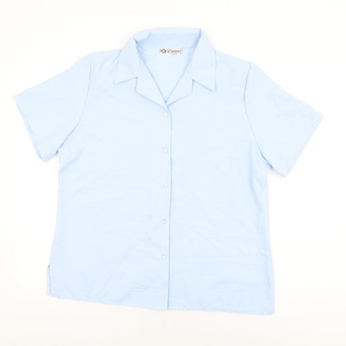 Emma Collection Womens Blue Polyester Basic Button-Up Size 18 Collared