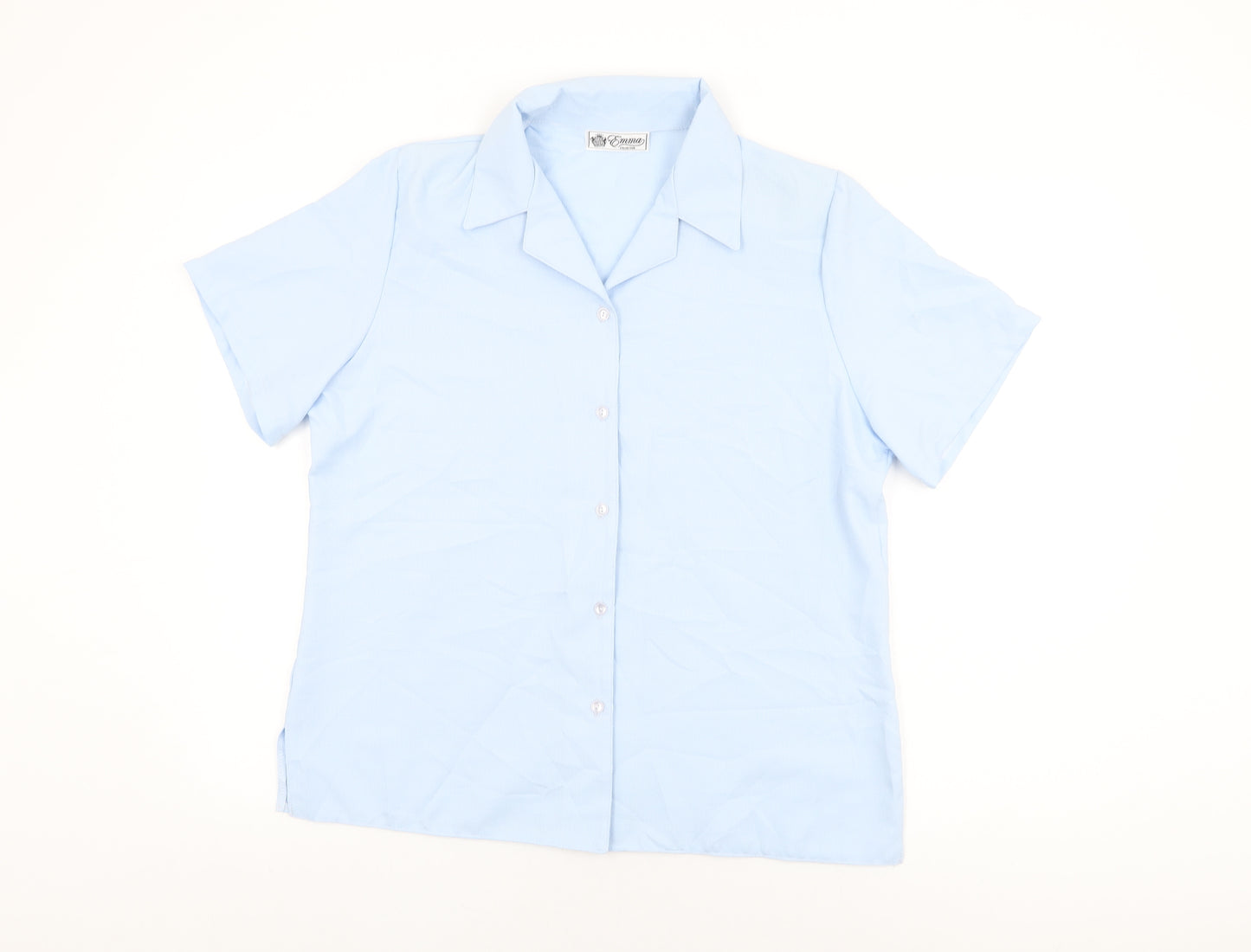 Emma Collection Womens Blue Polyester Basic Button-Up Size 18 Collared