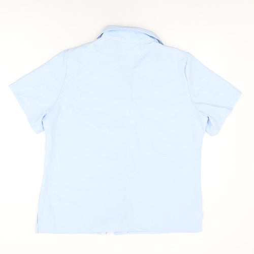Emma Collection Womens Blue Polyester Basic Button-Up Size 18 Collared