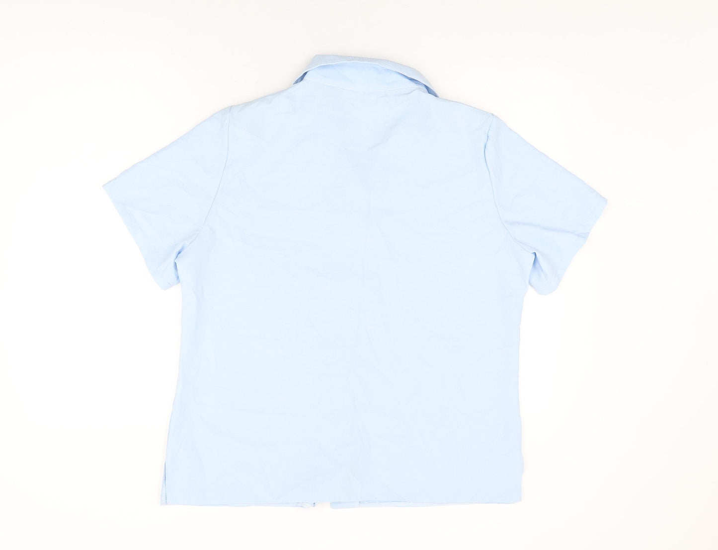 Emma Collection Womens Blue Polyester Basic Button-Up Size 18 Collared