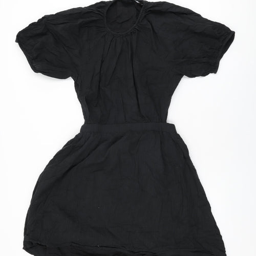 New Look Womens Black Cotton Shift Size 18 Round Neck Button