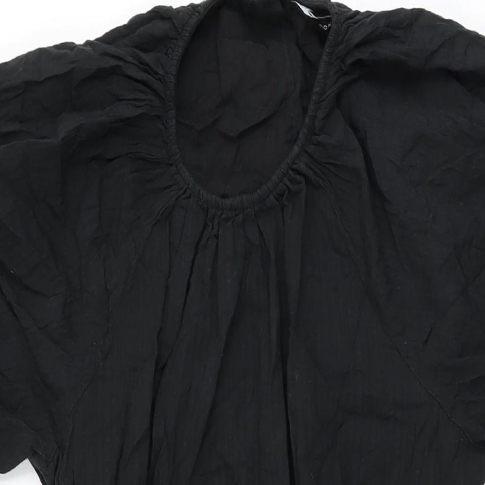 New Look Womens Black Cotton Shift Size 18 Round Neck Button