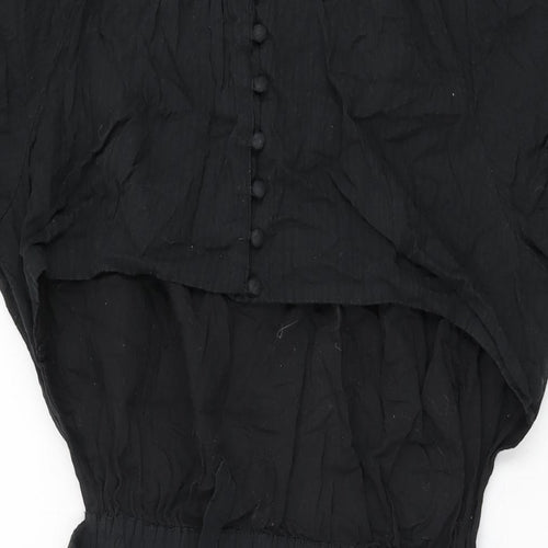 New Look Womens Black Cotton Shift Size 18 Round Neck Button