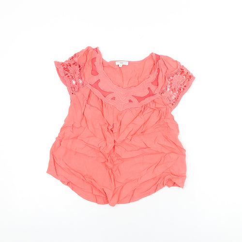 New Look Womens Pink Viscose Basic T-Shirt Size 6 Round Neck