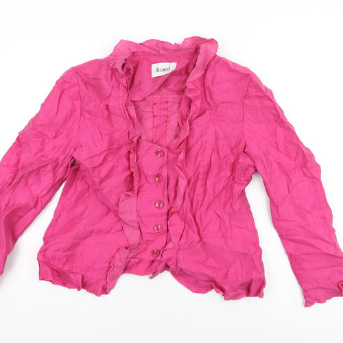 DELMOD Womens Pink Jacket Size 16 Button