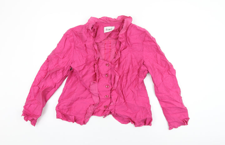 DELMOD Womens Pink Jacket Size 16 Button