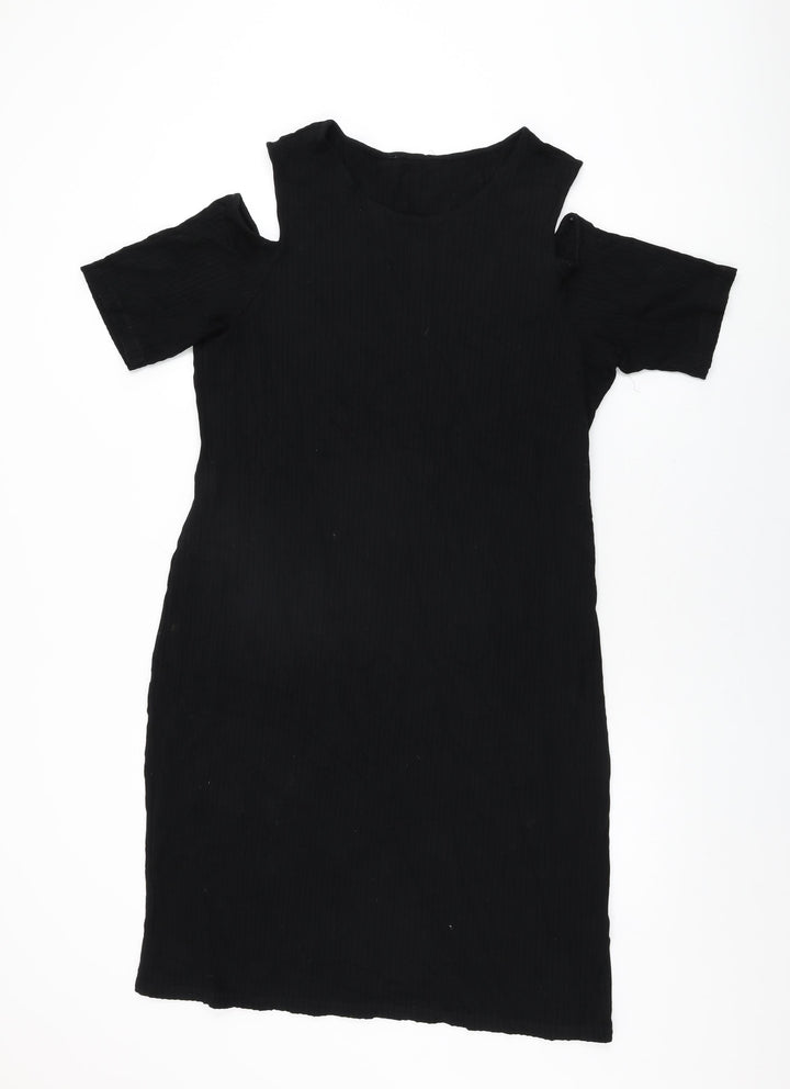 Marks and Spencer Womens Black Viscose Bodycon Size 22 Round Neck Pullover