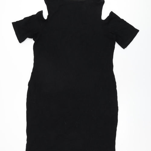 Marks and Spencer Womens Black Viscose Bodycon Size 22 Round Neck Pullover