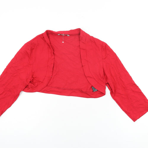 Marks and Spencer Womens Red Viscose Cropped T-Shirt Size 14 V-Neck