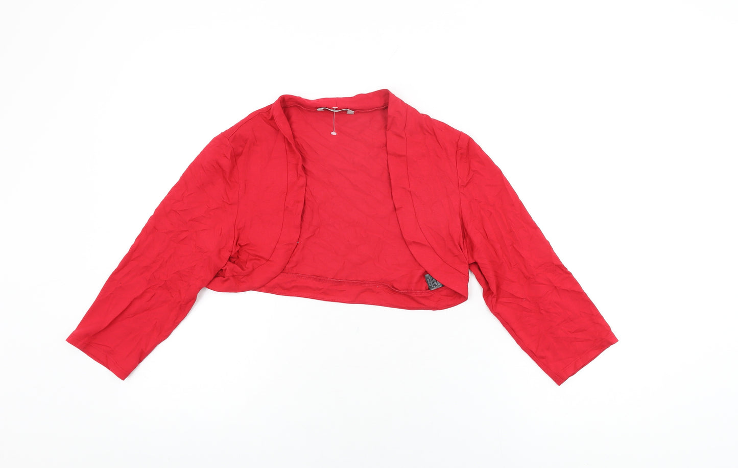Marks and Spencer Womens Red Viscose Cropped T-Shirt Size 14 V-Neck