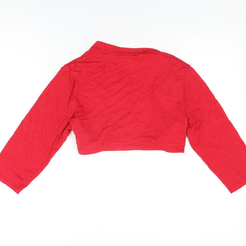 Marks and Spencer Womens Red Viscose Cropped T-Shirt Size 14 V-Neck