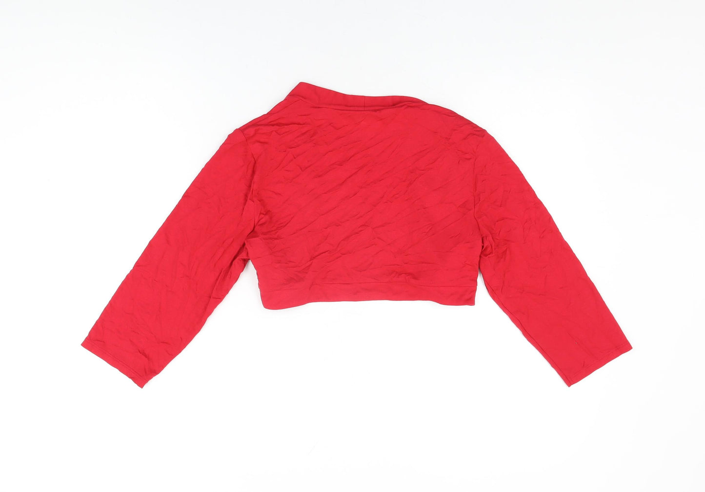 Marks and Spencer Womens Red Viscose Cropped T-Shirt Size 14 V-Neck